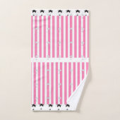 ピンクストライプ色フローラ バスタオルセット (ハンドタオル)
