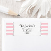 ピンクストライプ色ベビーシャワー差出人住所 ラベル (インサイチュ)