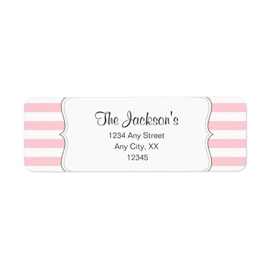 ピンクストライプ色ベビーシャワー差出人住所 ラベル (正面)