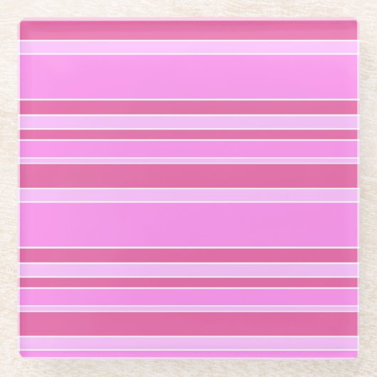 ピンクストライプ色 ガラスコースター (正面)