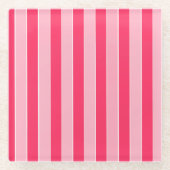 ピンクストライプ色 ガラスコースター (正面)