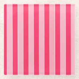 ピンクストライプ色 ガラスコースター