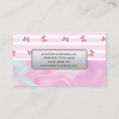 ピンクストライプ色 |グリッター蝶 名刺 (裏面)