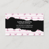 ピンクストライプ色 |グリッター蝶 | Monogram Rupt 名刺 (裏面)