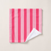 ピンクストライプ色 バスタオルセット (ウォッシュタオル)