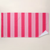 ピンクストライプ色 ビーチタオル (正面)
