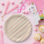 ピンクストライプ色 ペーパープレート (パーティー)