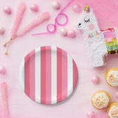 ピンクストライプ色 ペーパープレート (パーティー)