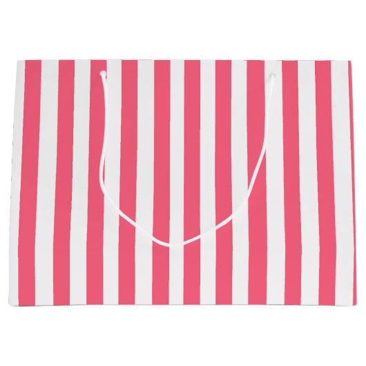 ピンクストライプ色 ラージペーパーバッグ (正面)