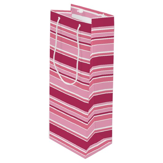 ピンクストライプ色 ワインギフトバッグ (正面アングル)