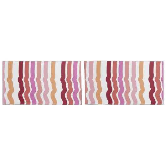 ピンクストライプ色 枕カバー (裏面-セット)