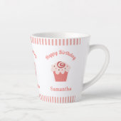 ピンクストライプ誕生日カップケーキ カフェラテマグ (右)