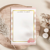 ピンクストライプ赤面牡丹パーソナライズされた文具 便箋