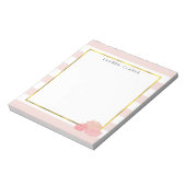 ピンクストライプ赤面牡丹メモパーソナライズされた帳 ノートパッド (回転)