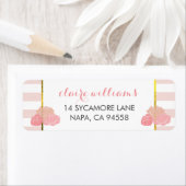 ピンクストライプ赤面牡丹差出人住所ラベル ラベル (インサイチュ)