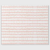 ピンクストライプ金ゴールドグリッターガールパーティー ラッピングペーパー (フラット)