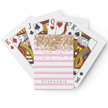 ピンクストライプ金ゴールドグリッター名前をカスタムする