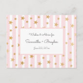 ピンクストライプ金ゴールドスターズ赤ちゃんシャワーアドバイスカード アドバイスカード (正面)