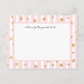 ピンクストライプ金ゴールドスターズ赤ちゃんシャワーアドバイスカード アドバイスカード (裏面)