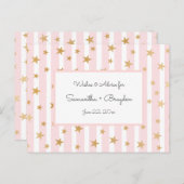 ピンクストライプ金ゴールドスターズ赤ちゃんシャワーアドバイスカード アドバイスカード (正面/裏面)