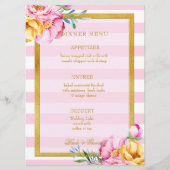 ピンクストライプ金ゴールド枠結婚の花 メニュー (正面)