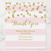 ピンクストライプ金ゴールド紙吹雪赤ちゃんシャワーワインラベル ワインラベル (シングルラベル)