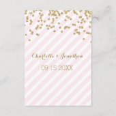 ピンクストライプ金ゴールド結婚の方向札 エンクロージャーカード (裏面)