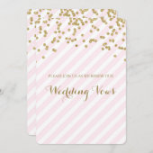 ピンクストライプ金ゴールド結婚の発願の更新招待状 招待状 (正面/裏面)