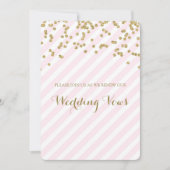 ピンクストライプ金ゴールド結婚の発願の更新招待状 招待状 (正面)