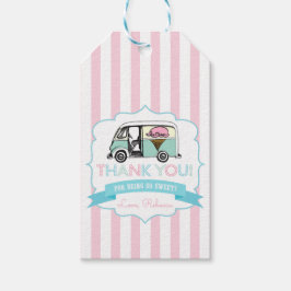 ピンクストライプ アイスクリーム トラック バースデー フェルトタグ ギフトタグ