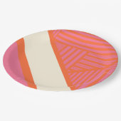 ピンクストライプ、オレンジ、クリームの三角形 ペーパープレート (アングル)