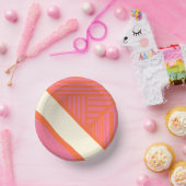 ピンクストライプ、オレンジ、クリームの三角形 ペーパーボウル (パーティー)