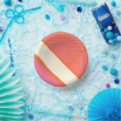 ピンクストライプ、オレンジ、クリームの三角形 ペーパーボウル (パーティー)