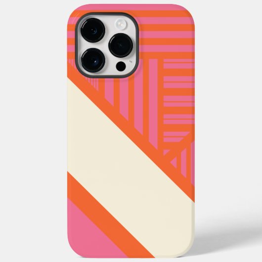 ピンクストライプ、オレンジ、クリームの三角形 Case-Mate iPhoneケース (裏面)