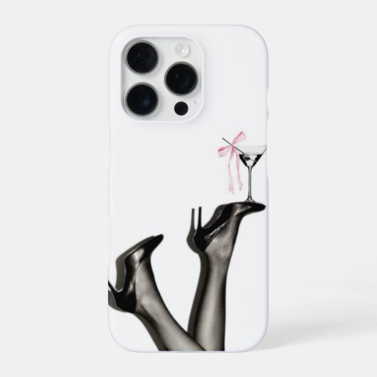 ピンクストライプ カクテルデザイン iPhoneケース (裏面)