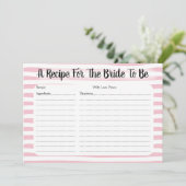 ピンクストライプ ブライダルシャワー レシピカード (スタンド正面)