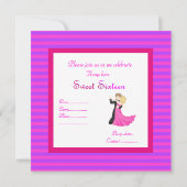 ピンクストライプSWEET SIXTEEN踊り対 招待状 (裏面)