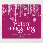 ピンクストリングライツクリスマスパーティー スパークリングワインラベル (シングルラベル)