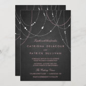 ピンクストリングライツシャルボード結婚式招待状 招待状 (正面/裏面)