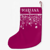 ピンクストリングライツスモールクリスマスストッキング スモールクリスマスストッキング (裏面)