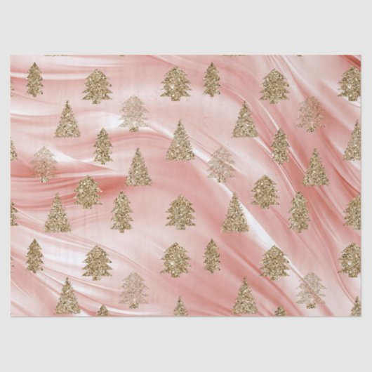 ピンクストリーク金ゴールドグリッターグラムクリスマスツリー 薄葉紙 (正面)