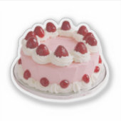 ピンクストロベリーお祝いケーキ シール (正面)