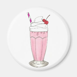 ピンクストロベリーアイスクリームシェイクミルクシャークデザート マグネット