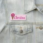 ピンクストロベリーアイスクリームスクープ店ワッフルコーン 名札 (インサイチュ)