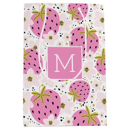 ピンクストロベリーカスタムズモノグラム抱き枕 ミディアムペーパーバッグ (正面)