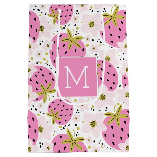 ピンクストロベリーカスタムズモノグラム抱き枕 ミディアムペーパーバッグ (裏面)