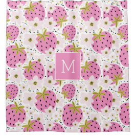 ピンクストロベリーカスタムズモノグラム シャワーカーテン