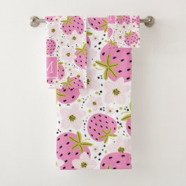 ピンクストロベリーカスタムズモノグラム バスタオルセット