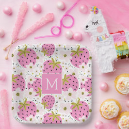 ピンクストロベリーカスタムズモノグラム ペーパープレート