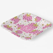 ピンクストロベリーカスタムズモノグラム ペーパープレート (傾斜あり)